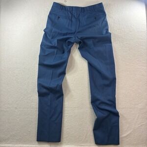 Sid Mashburn Dress Pants Mens 35x37 Blue Open Hem Wool Trousers Flat Front